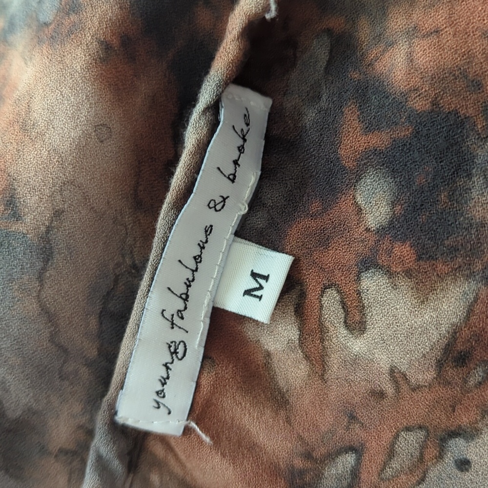 YOUNG FABULOUS & BROKE Tie Dye Gray Brown Shirt M Unisex - Picture 10 of 14